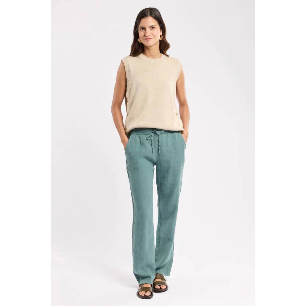 NEW ARMOR-LUX drawstring linen pant in silver pine